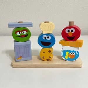 Bright Starts Sesame Street Mix & Match Wooden Stacking Blocks Set Toy